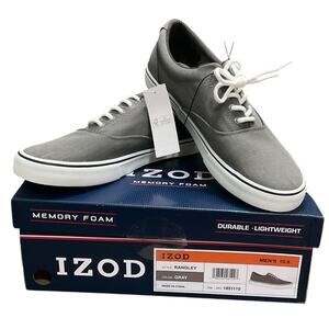 IZOD Men's Canvas Memory Foam Sneakers Grey Size 10.5 NIB
